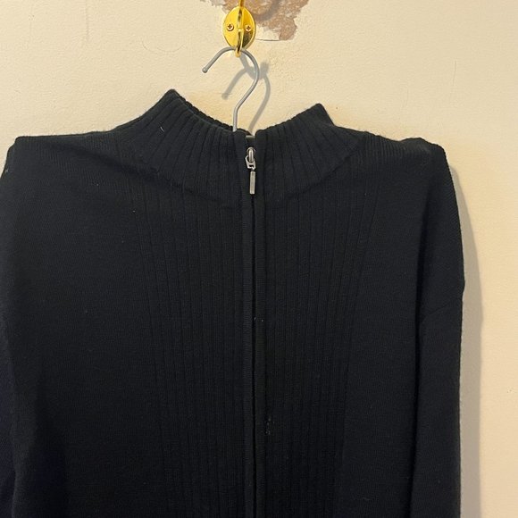 PIERRE CARDIN | Men's Zip Up Cardigan Sweater Black Size Medium - Picture 2 of 5